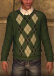 Checkered front cardigan, green